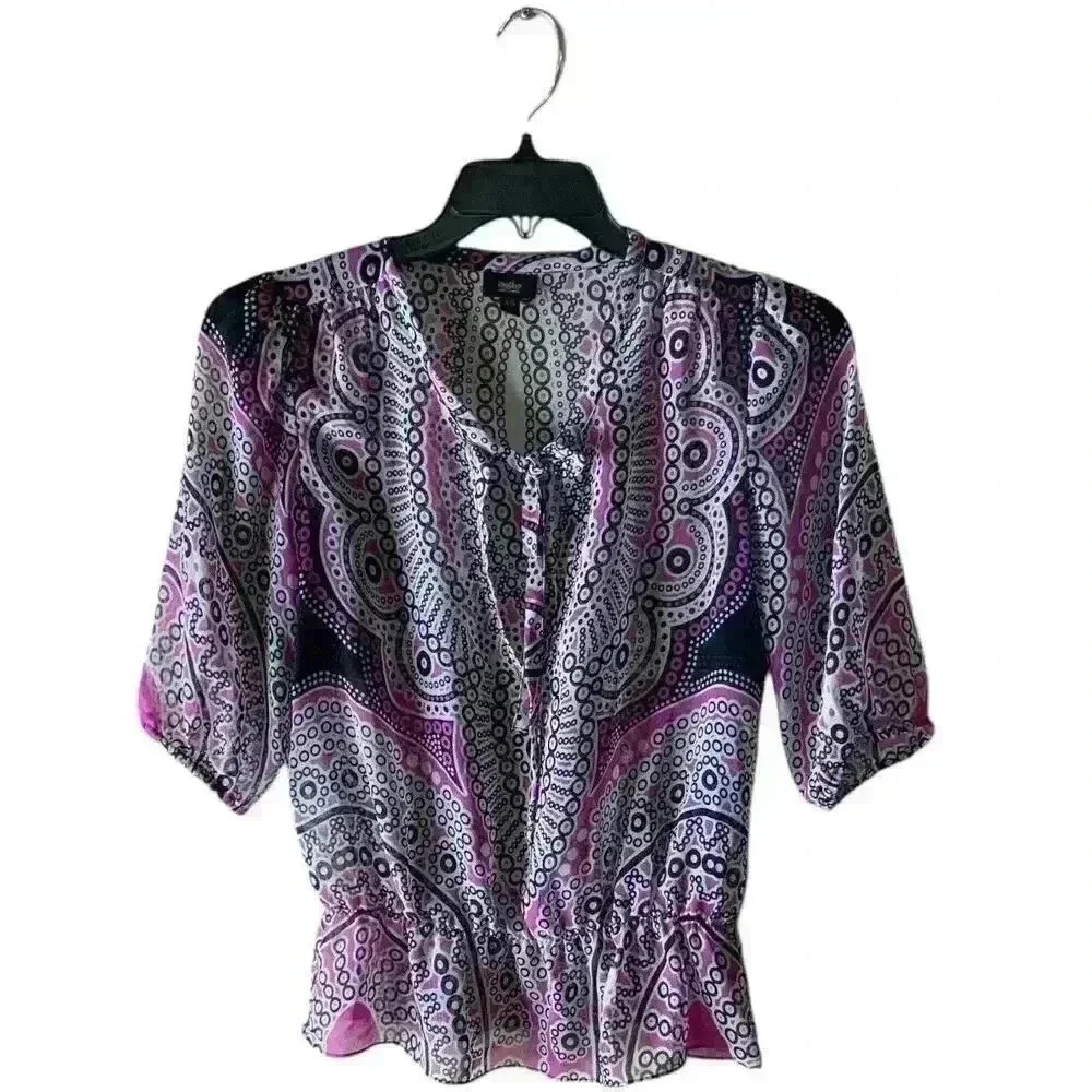 Mossimo Top Women's Size XS Paisley Floral Sheer Lightweight Shirt